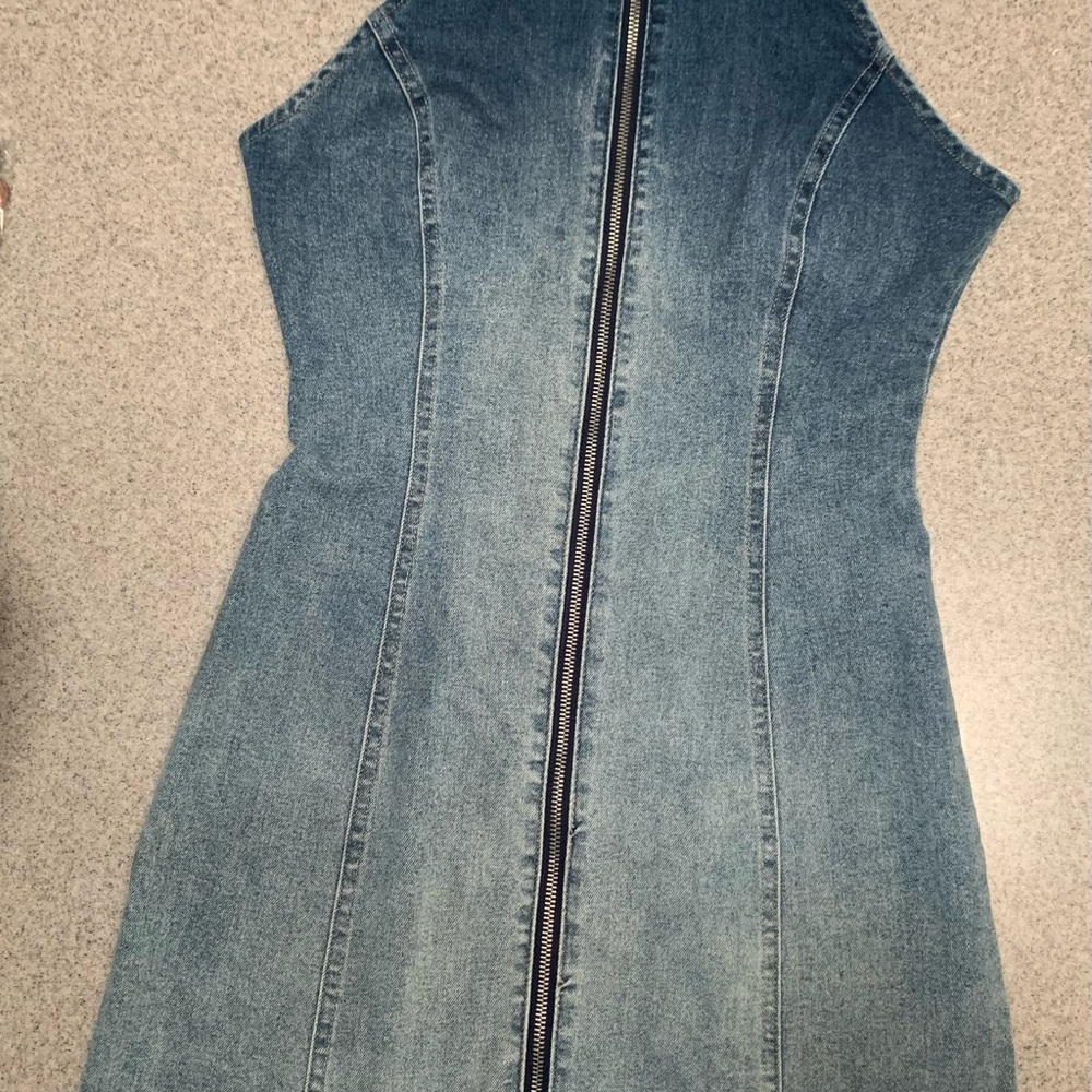 Foreign Exchange Blue Denim Zip-Front Dress